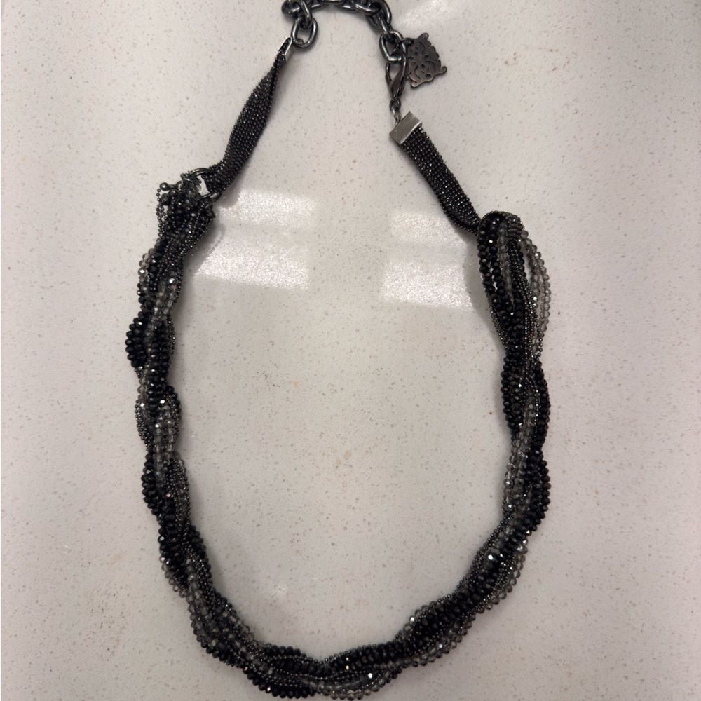 Elegant Black and Silver Beaded Necklace